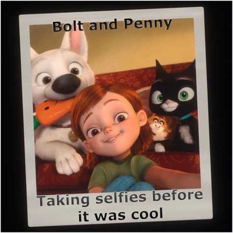 Haha bolt and penny taking selfies before it was cool Animated Characters, A Girl, Penny, Disney