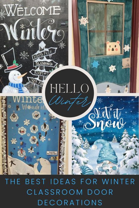 Tons of winter Classroom door ideas including ideas that are simple and easy and also creative DIY ideas for those teachers that want to go all out and win the door decorating contest this year! Kindergarten Holiday Door Decorations, Winter Ideas For Classroom Doors, Snow Globe Classroom Door Decoration, Easy Door Decorations Classroom Holidays, Winter Classroom Door Decoration Ideas, Christmas Holiday Door Contest, Walking In A Winter Wonderland Door, Christmas Door Decorating Contest Mental Health, Winter Door Decorating Ideas