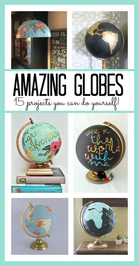 Painted Globe Diy, Globe Diy Projects, Globe Upcycle, Diy Gold Leaf, Globe Projects, Globe Diy, Old Globe, Globe Crafts, Travel Nursery