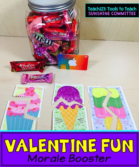 Valentine's Day Morale Booster - fun, quick, and easy way for staff to have a little fun for Valentine's Day. Morale Boosters For Teachers, Staff Morale Booster, Teacher Encouragement Quotes, Day Before Valentines Day, Staff Ideas, Teacher Morale, Teacher Motivation, Morale Boosters, Staff Morale