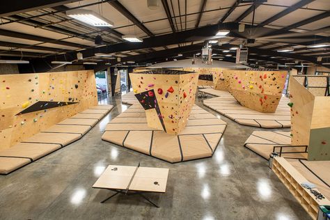 Bend — The Circuit Bouldering Gym Indoor Climbing Gym, Home Climbing Wall, Bouldering Gym, Indoor Climbing Wall, Rock Climbing Gym, Bouldering Wall, Climbing Walls, Natural Wood Texture, Warehouse Design