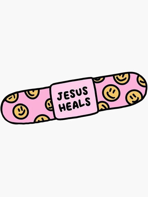 "Jesus Heals" Sticker for Sale by faithprincipato | Redbubble Christian Graphics, God Sticker, Jesus Drawings, Jesus Christ Superstar, Jesus Heals, Christian Quotes God, Christian Stickers, Christian Kids, Christian Bible Quotes