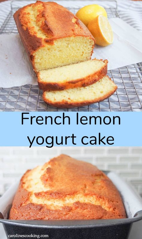 This French lemon yogurt cake is so easy to make and the result is one incredibly delicious, moist, light and flavorful loaf that works for so many occasions. It's no wonder this is on every French cook's list.  #lemon #cake #baking #yogurt Lemon Yogurt Cake Recipe, French Yogurt, French Yogurt Cake, Lemon Yogurt Cake, Yoghurt Recipe, High Protein Desserts, Yoghurt Cake, Lemon Yogurt, Lemon Cake Recipe