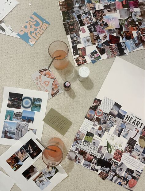 vision boards that girl aesthetic 2023 vision board new year lifestyle Finished Vision Board, January 2024 Vision Board, Handmade Vision Board, 2024 Vision Board Friends, New Years Mood Board, Vision Board Night Ideas, January 2024 Aesthetic, New Year Vision Board Aesthetic, January Vision Board Aesthetic