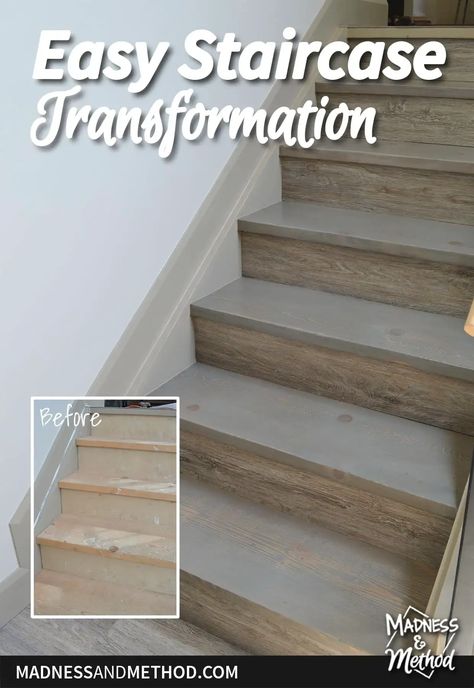 Details on how to take an as-built construction staircase and turn it into a lovely finished project. This staircase transformation is easy! Staircase Transformation, Outdoor Projects, How To Take, Ontario, Blog Posts, House Design, Building, Design