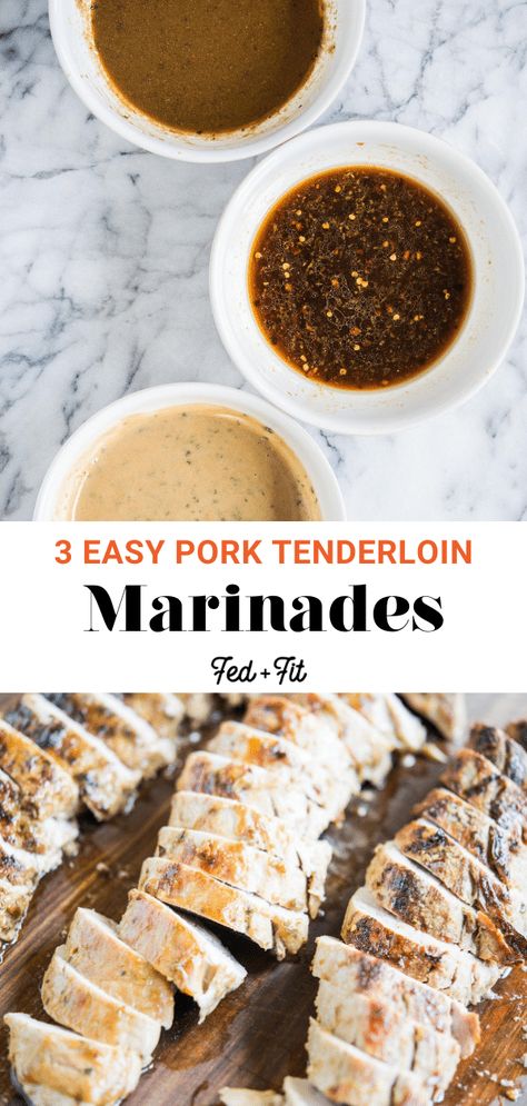 These 3 easy pork tenderloin recipes have something for everyone! From balsamic rosemary, to Asian-inspired sesame ginger, and crowd-pleasing maple dijon, these marinades come together quickly and will take your pork tenderloin to the next level! Pork Loin Marinade, Rosemary Pork Tenderloin, Easy Pork Tenderloin Recipes, Asian Pork Tenderloin, Tenderloin Marinade, Pork Tenderloin Marinade, Pork Tenderloin Oven, Delish Dinners, Easy Pork Tenderloin