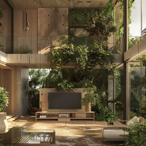 we have the botanical gardens at home 🌿👌 - This biophilic apartment building brings the serenity of a botanical garden right to your doorstep. Imagine living inside your own personal greenhouse, a blend of nature and architecture 🏛️🌱 - #biophilicdesign #verticalgardens #apartmentherapy #greenlivingtips #indoorgreen #greenhouselife #naturearchitecture #urbanarchitecture #earthyvibes #courtyardgarden #biophilicarchitecture Nature Inside Architecture, Biophilic Apartment Design, Greenhouse In House, Biophilic Apartment, Biofilia Interior Design, Plant Shop Interior, Biophilic Design Architecture, Biophilic Design Interiors, Botanical Living Room