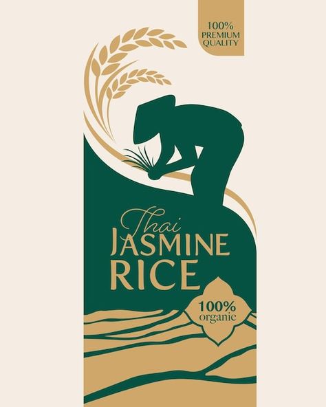 Rice Packet Design, Rice Graphic Design, Bakery Bag Design, Spices Logo Design Ideas, Rice Logo Design, Organic Packaging Design, Rice Branding, Spice Branding, Organic Rice Packaging