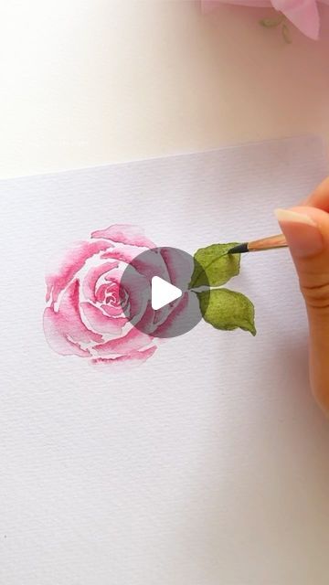 Loose Rose Watercolor, How To Paint A Rose Watercolor, How To Paint Roses Easy Watercolor, Pretty Watercolor Paintings Simple, Rose Watercolor Painting Easy, Watercolour Roses Easy, Watercolour Rose Painting, Watercolor Roses Tutorial, Water Colour Flower Paintings