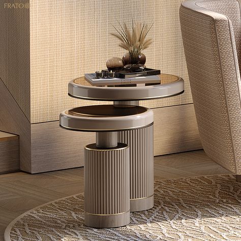 A side table can be a great way to introduce some glamorous materials into your space. For example, the double-volume HAMPTONS features mirrored surfaces that play with the light and fluted pedestals that add texture, while veneer and brushed-brass accents outline its silhouette. Head to the link in bio to see more of this design and other pieces from our new collection. #Design #InteriorDesign #Furniture #InteriorDecor #InteriorStyling #LuxuryHomes #DesignInspiration #Cozy #SideTable #Luxury Luxury Side Tables In Living Room, Sofa Side Tables, Side Table Design Living Rooms, Sofa Side Table Design, Fluted Console Table, Side Tables In Living Room, Modern Side Table Living Room, Side Table Decor Living Room, Fluted Side Table