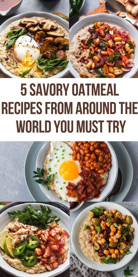 Savory Oatmeal Recipes, Oatmeal Bowl, Savory Oatmeal, Cheap Clean Eating, Breakfast Easy, Recipes From Around The World, Oatmeal Bowls, Healthy Diet Recipes, Savory Breakfast