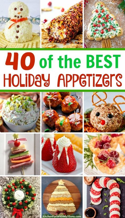 40 of the BEST Christmas Appetizers Fun Holiday Appetizers, Creative Christmas Appetizers, Appetizers Appetizers, Holiday Appetizers Christmas, Best Christmas Appetizers, Best Holiday Appetizers, Appetizers Christmas, Cooking Party, Holiday Appetizers Recipes