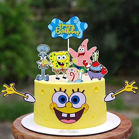 Spongebob Squarepants Cake, Spongebob Birthday Cake, Bolo Rapunzel, 4de Verjaardag, Baby Shower Cake Decorations, Spongebob Cake, Spongebob Birthday Party, Baby Cupcake, Spongebob Birthday