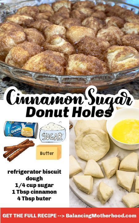 Cinnamon Sugar Breakfast, Donut Hole Recipe Baked, Canned Biscuit Donuts, Sugar Donuts Recipe, Cinnamon Sugar Donut Holes, Donut Hole Recipe, Biscuit Donuts, Doughnut Recipe Easy, Baked Donut