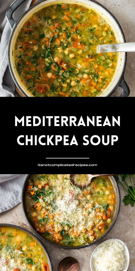 Chickpea Soup Healthy, Lemony Chickpea Soup Rainbow Plant Life, Mediterranean Chickpea Soup, Chickpea Recipes Soup, Lemony Chickpea Soup, Mediterranean Potato Soup, Healthy Chickpea Soup, Mediterranean Crockpot Soup, Kale Chickpea Soup