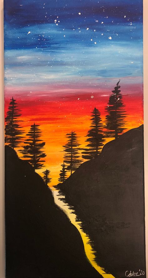 Acrylic Landscape Painting. The photos are two examples of previously done paintings. These can be ordered to match already done paintings (more to come) or can be customized. Items are made to order, so please allow 2-3 weeks for creation.