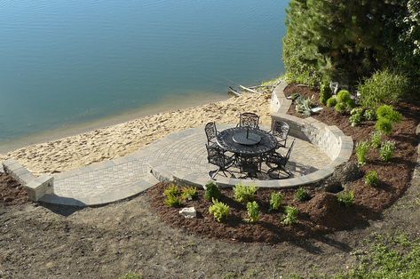 Portfolio | Rosendo Landscaping Lakefront Landscaping, Lake Landscaping, Lake Dock, Lakefront Living, Lakeside Living, Pond Landscaping, Lake Living, Lake Beach, House Beach