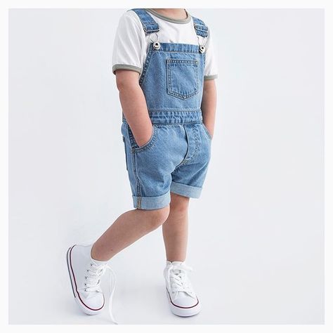 Baby Boy Jean Overalls Outfit, Toddler Boy Overall Outfit, Overalls Outfit Boys, Boy Overalls Outfit, Shorts Overalls Outfit, Boy Overall Outfits, Jean Overall Outfits, Overalls Outfit Summer, Overall Shorts Outfit