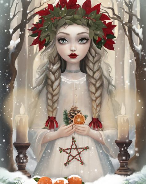 Yule Illustration, 8 Sabbats, Solstice Art, Pagan Christmas, The Wheel Of The Year, Wheel Of The Year, Pagan Art, Spring Equinox, Found Art