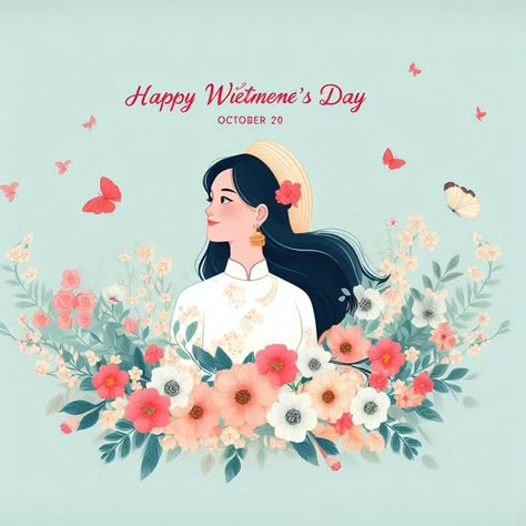 Vietnamese womens day background Design Generated by AI#pikbest#Templates Happy Women Day Poster Design, Woman Day Design Poster, Womans Day Card, Womens Day Background, Woman Flower, Vietnamese Girl, Happy Woman Day, Adobe Design, Png Free Download