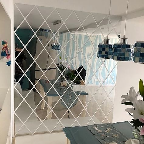 Diy Wall Mirror, 3d Mirror Wall, 3d Mirror Wall Stickers, Spiegel Design, Diamond Mirror, Diy Wall Decals, 3d Mirror, Diy Wand, Triangle Wall