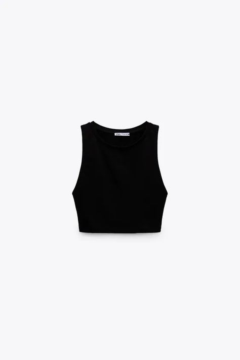 London Clothes, Zara Basic Top, Zara Looks, Cropped Halter Top, Zara Tank Top, Black Halter Top, Zara Outfit, Zara Fashion, Zara Crop Top