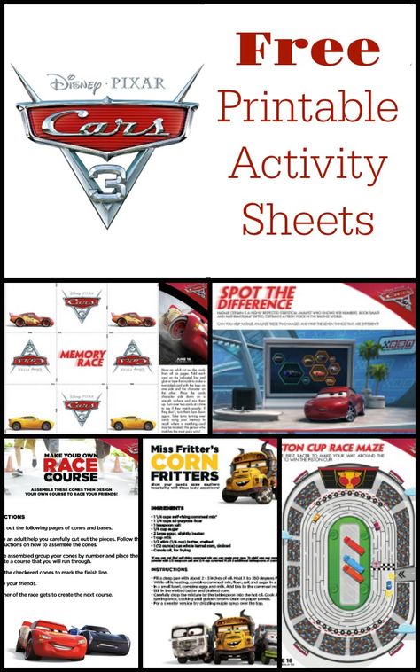 Disney Cars Party Printables, Free Cars Printables, Movie Printables, Kids Activity Sheets, Outside Games For Kids, Nature Preschool, Montessori Teaching, Car Activities, Freebies By Mail