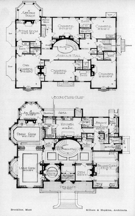 Floor plans of a residence, Brookline, Massachusetts ARCHI/MAPS : Photo Victorian House Floor Plans, Manor Floor Plan, Mansion Plans, Castle House Plans, Victorian House Plan, Castle Floor Plan, Victorian House Plans, House Plans Mansion, Mansion Floor Plan