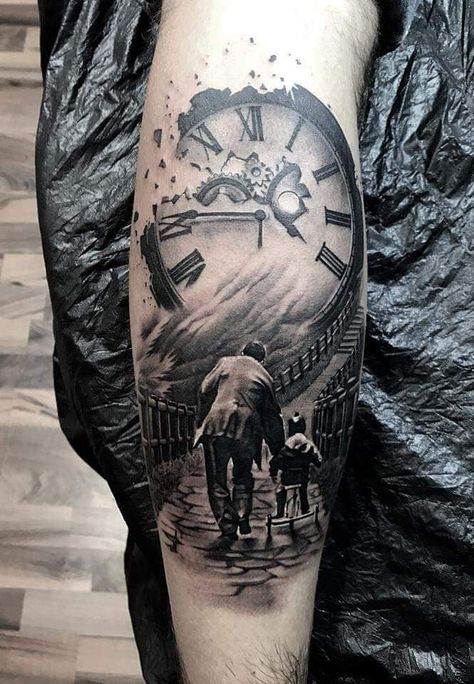 Aug 30, 2019 - This Pin was discovered by Valeri Georgiev. Discover (and save!) your own Pins on Pinterest Big Ben Tattoo, Grandfather Clock Tattoo, Grandfather Tattoo, Grandpa Tattoo, Father Son Tattoo, Nirvana Tattoo, Father Daughter Tattoos, Heaven Tattoos