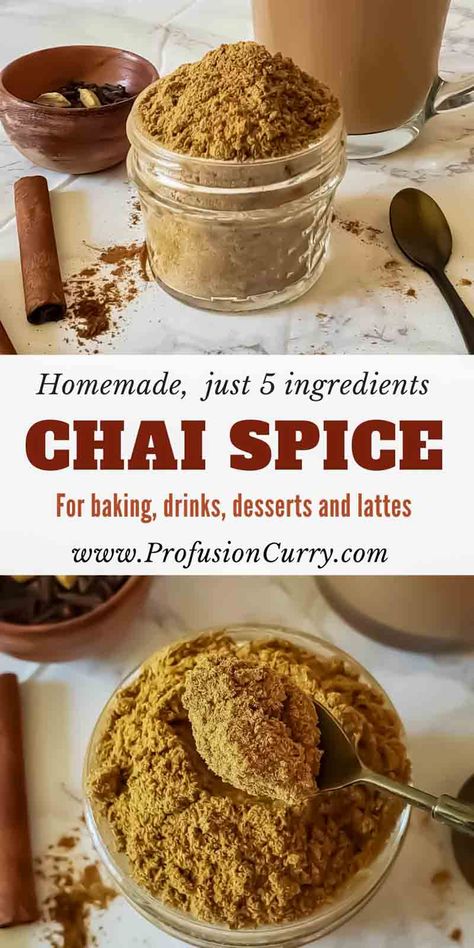 Create a flavorful homemade chai spice mix with cinnamon, cardamom, ginger, and more. Perfect for tea, baking, and adding warmth to your favorite recipes. Chai Tea Spice Mix Recipe, Chai Tea Mix In A Jar, Masala Chai Recipe Spice Mixes, Instant Chai Tea Mix Recipe, Chai Tea Powder Recipe, Chai Protein Powder Recipes, Chai Tea Baking Recipes, Cozy Tea Recipes, Homemade Chai Tea Mix Recipes