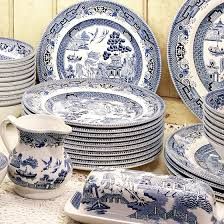 Elegant Blue Willow China | Churchill China of England Blue Willow China Pattern, Blue And White Plates, Blue Willow Dishes, Blue And White Dinnerware, Blue Willow China, Blue Dishes, Blue Dinnerware, Blue White Decor, Antique Dishes