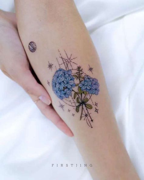 Hydrangea Dragonfly Tattoo, Cute Small Tattoo Ideas, Tattoo Locations, Vertical Tattoo, Hydrangea Tattoo, Tattoo Ideas Males, Flower Tattoo Meanings, Small Tattoo Ideas, Cute Small Tattoos