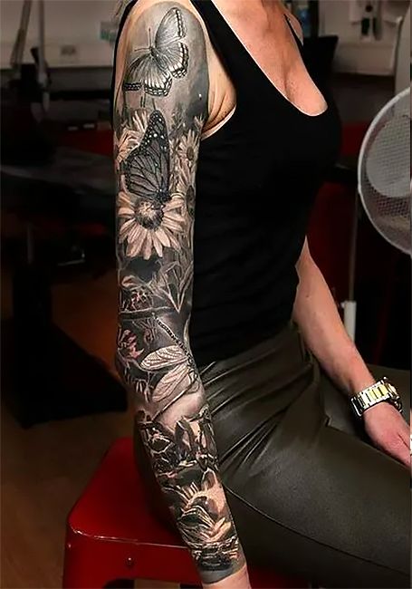 Large Cover Up Tattoos For Women Leg, Cover Up Arm Tattoos For Women, Flores Tattoo Mujer, Woman Tattoo Arm, Cover Up Tattoo Designs For Women, Tattoo Sleeves For Women, Tattoo Arm Frauen, Tattoos Arm Mann, Voll Arm-tattoos