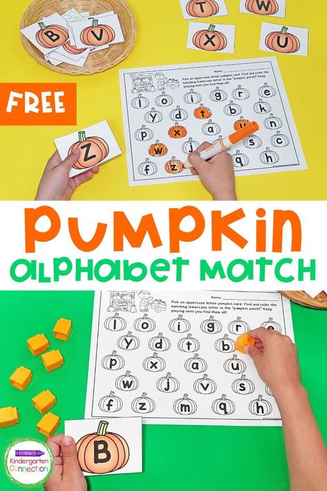 Fall Alphabet Activities Kindergarten, Fall Word Work Kindergarten, Pumpkin Literacy Centers Kindergarten, November Literacy Activities, Pumpkin Letters Preschool, Pumpkin Labeling Kindergarten, Pumpkin Center Activities, Pumpkin Alphabet Letters, Fall Learning Centers Preschool