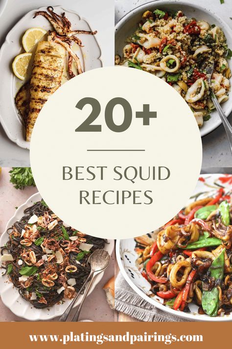 Move over, shrimp and salmon, there's a new seafood vying for your plate's attention: squid! Often relegated to fried rings or calamari appetizers, this versatile ingredient absolutely deserves more attention in the kitchen. Here are 20+ easy squid recipes to try out! Filipino Squid Recipe, Squid Recipes Easy, Squid Rings Recipe, Cuttlefish Recipe, Squid Dishes, Squid Salad, Squid Rings, Dinner Party Appetizers, Octopus Recipes