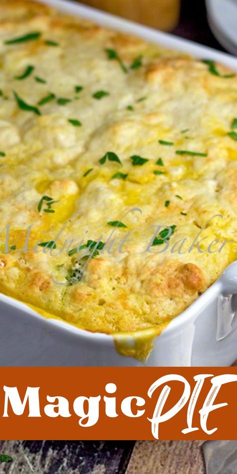 Magic Chicken Bake, Chicken Pie No Vegetables Recipe, Magic Chicken Pot Pie Recipe, Magic Chicken Casserole, Chicken Impossible Pie, Pie Crust And Chicken Recipes, Easy Chicken Pot Pies Recipes, Magic Chicken Pie Recipe, Jiffy Chicken Pot Pie