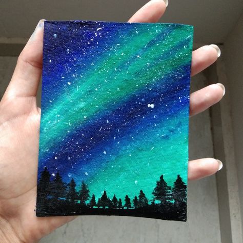 Northern Lights Painting Acrylic, Aurora Painting, Cloud Painting Acrylic, Hippie Rug, Manga Watercolor, Paper Art Design, Simple Canvas Paintings, Easy Canvas Art, Canvas Drawings