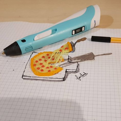 a pizza made by 3dpen🍕 . the full video is available on my youtube! . #3dpen #3dprinting #3dprint #3dprinter @3dpen.iran #3d #pizza… What To Make With A 3d Pen, 3d Pen Ideas, 3d Drawing Pen, 3d Pen Art, 3d Ideas, Drawing Tutorials For Beginners, Diy Doll Miniatures, Cool Pencil Drawings, Cute Canvas Paintings