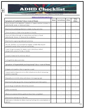 Free Downloadable Symptoms of ADHD Checklist Nurse Educator, Behavior Interventions, Health Psychology, Sight Word Worksheets, Teaching Lessons, Printable Checklist, Toddlers And Preschoolers, Educational Psychology, Signs And Symptoms