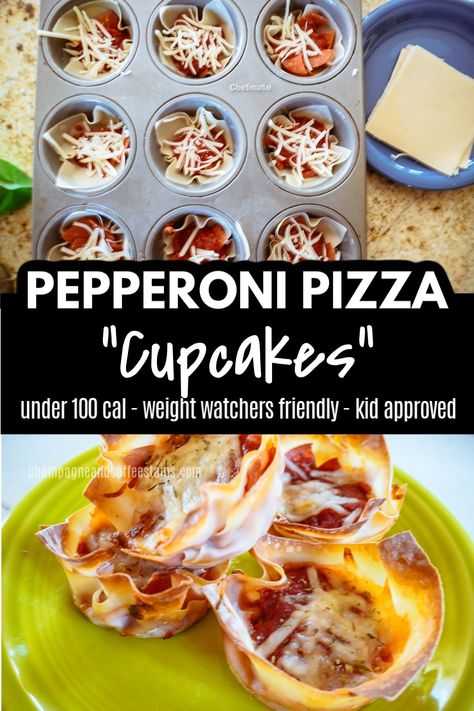 A fun twist on homemade pizza! These turkey pepperoni pizza "cupcakes" are an easy to make recipe that kids and adults love. They're perfect for a quick lunch or dinner and perfectly portioned. They're a healthier pizza option that is low calories and weight watchers (WW) point friendly. #healthypizza #easydinner #pizzarecipe Healthier Pizza, Pepperoni Recipes, Pizza Cupcakes, Crescent Roll Pizza, Dinner Recipes Healthy Family, Turkey Pepperoni, Under 100 Calories, Healthy Family Dinners, Easy Turkey