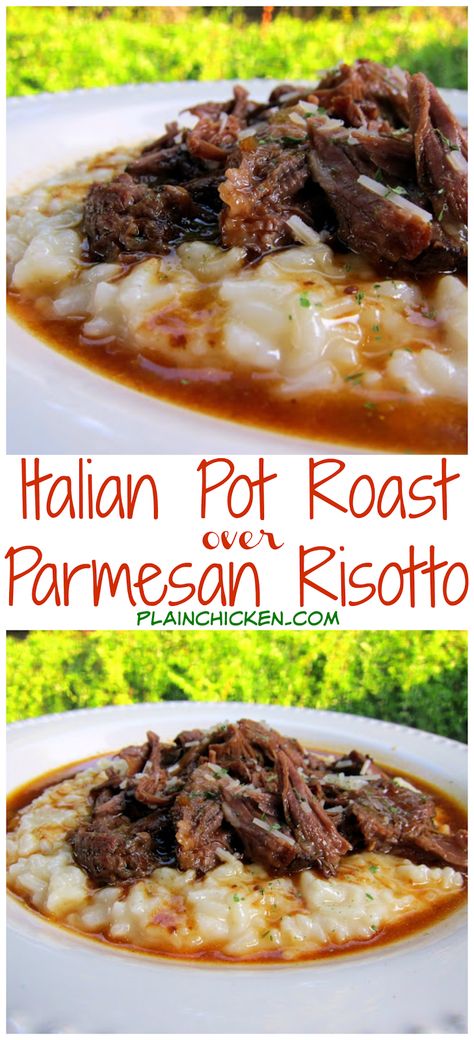 Weekend Summer Dinners, Italian Pot Roast Crock Pot, Weekend Dinner Recipes, Post Roast, Filet Mignon Chorizo, Italian Pot Roast, Pot Roast Beef, Parmesan Risotto, Best Pot Roast