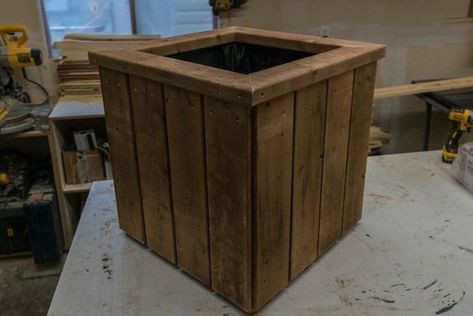 Treated Wood Projects, Large Wooden Planters, Large Planter Boxes, Diy Planter Box, Modern Plant Stand, Wood Planter Box, Pressure Treated Wood, Hand Painted Wallpaper, Raised Planter