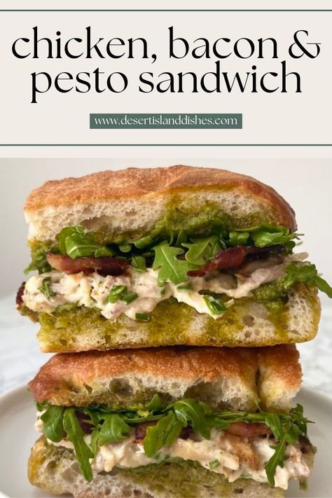 This easy chicken sandwich recipe is heaven on earth. Roast chicken, crispy bacon, pesto and a little rocket. It’s so so good! Chicken Bacon Pesto Sandwich, Chicken Pesto Panini Sandwiches, Roasted Chicken Sandwich Recipes, Roast Chicken Sandwich Recipes, Rotisserie Chicken Sandwich Recipes, No Carb Healthy Meals, Roasted Chicken Sandwich, Chicken And Bacon Sandwich, French Sandwich Recipes