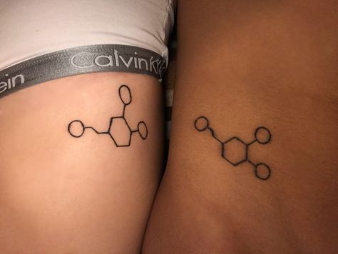 Dopamine tattoo, matching couple tattoo Dopamine Tattoo, Matching Couple Tattoo, Matching Best Friend Tattoos, Couple Tattoo, Matching Couple Tattoos, Brain Cells, Best Friend Tattoos, Matching Couple, Friend Tattoos