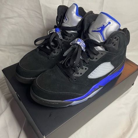 Worn Few Times In Great Condition Racer Blue 5s Outfit, Jordan 5 Racer Blue Outfit, Racer Blue 5s, Retro 5 Jordans, Jordans 5, Jordan 5 Outfit, Jordan 7s, Jordan 5s, Zapatillas Jordan Retro