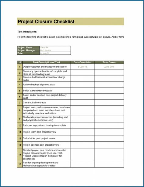 editable √ free printable project closeout checklist template project closeout checklist template examples Project Checklist, Project Status Report, Project Charter, Progress Report Template, Survey Template, Checklist Template, Task List, Change Management, Document Templates