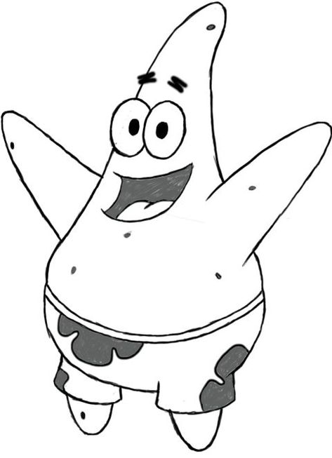 Draw Patrick Star, Disney Character Drawings, Spongebob Drawings, Easy Disney Drawings, Disney Drawings Sketches, Easy Cartoon Drawings, Cute Disney Drawings, Disney Art Drawings, Drawing Cartoon Characters