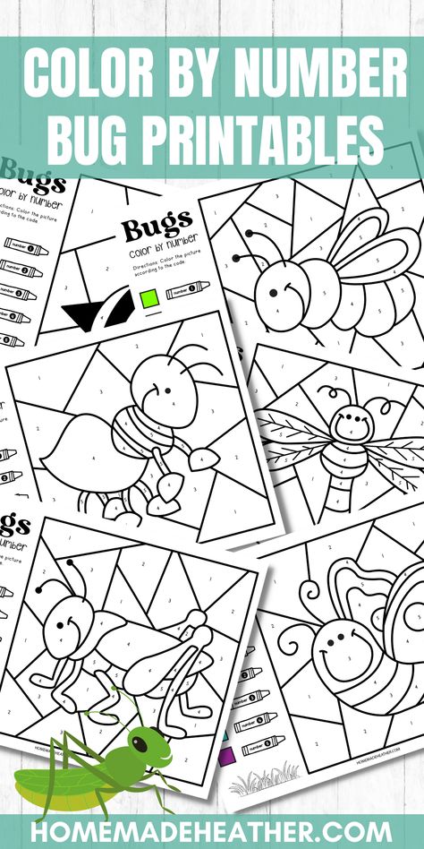 Color By Number Bug Printables Bug Color By Number, Insect Theme Preschool Activities Free Printables, Preschool Color By Number Free, Insect Coloring Pages Free Printable, Free Color By Number Printables For Kids, Bee Coloring Pages Free Printable, Free Color By Number Printables, Color By Number Printable Free, Free Color By Number