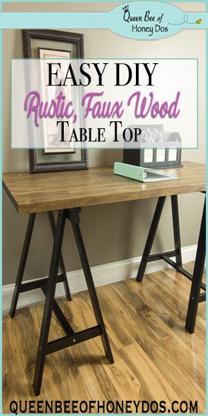 DIY an Easy Faux Reclaimed Wood Table | Furniture | Makeover | refinish | contact paper Faux Wood Contact Paper, Contact Paper Table Top, Desk Contact Paper, Diy Desk Makeover, Wood Contact Paper, Reclaimed Wood Table Top, Desk Makeover Diy, Woodworking Plans Patterns, Paper Lanterns Diy