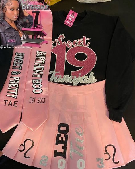 Sweater And Skirt Birthday Outfit, Sweet 16 Matching Outfits, Custom Birthday Shirts Baddie, Sweet 16 Clothes Outfits, 13 Year Birthday Outfits, Sweet 16 Outfit Ideas Party, Birthday 2023 Outfit, Sweet 16 Skirt Outfits, Graduation Outfit Ideas Skirt And Shirt